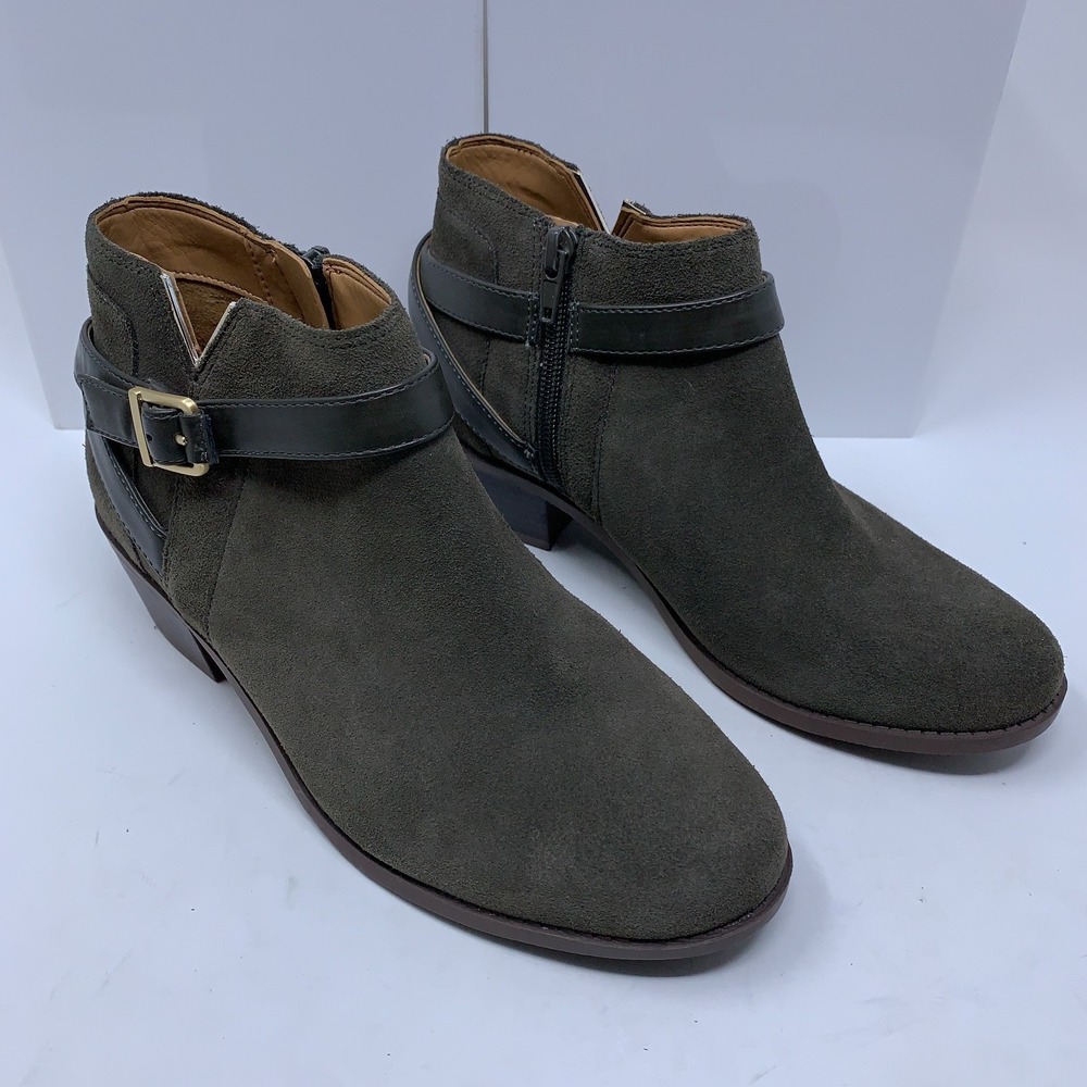 Vionic Womens Shoe Size 6.5 Dark Green Farrah Suede Ankle Boots